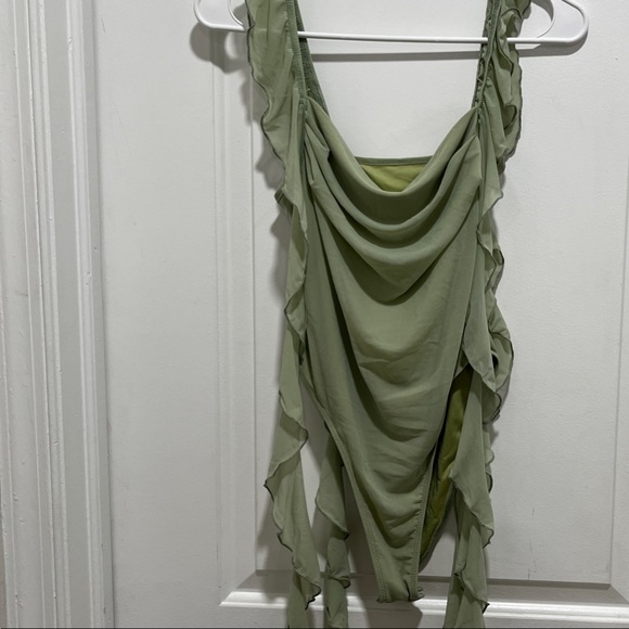 Sage Green Ruffle Strap Top - Picture 5 of 9